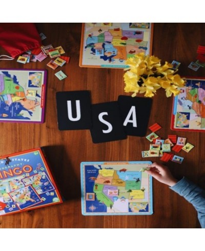 eeBoo: United States Geography Bingo Game for 2 to 6 Players Includes 6 Game Cards 84 Playing Cards & Drawstring Bag For Ages...