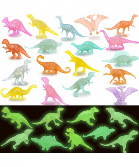 80Pcs Mini Dinosaur Figures Toys Glow In the Dark Small Plastic Dinosaur Toy Set Tiny Dinosaur Glowing Party Favors for Toddl...