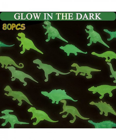 80Pcs Mini Dinosaur Figures Toys Glow In the Dark Small Plastic Dinosaur Toy Set Tiny Dinosaur Glowing Party Favors for Toddl...