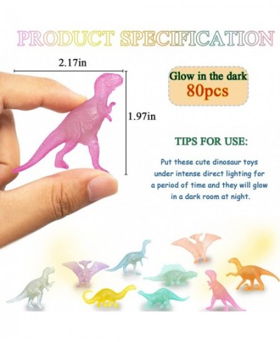 80Pcs Mini Dinosaur Figures Toys Glow In the Dark Small Plastic Dinosaur Toy Set Tiny Dinosaur Glowing Party Favors for Toddl...