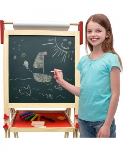 Deluxe Standing Art Easel - Dry-Erase Board Chalkboard Paper Roller Magnetic Whiteboard Includes Paper Roll and Accessories T...