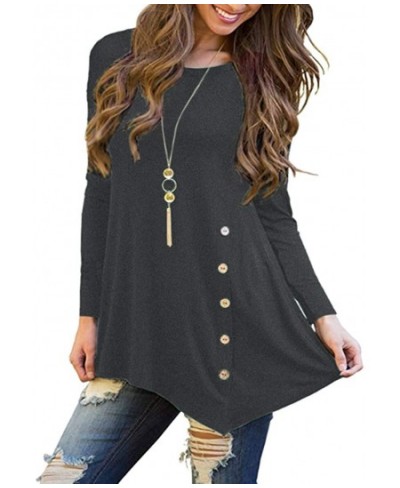 Women's Long Sleeve Casual Scoop Neck Tees Button Side Shirt Blouse Tunic Top $29.72 - Kids' Outdoor Furniture