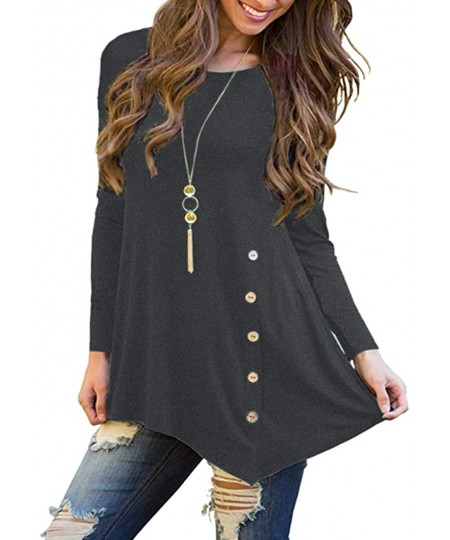 Women's Long Sleeve Casual Scoop Neck Tees Button Side Shirt Blouse Tunic Top $29.72 - Kids' Outdoor Furniture