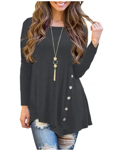 Women's Long Sleeve Casual Scoop Neck Tees Button Side Shirt Blouse Tunic Top $29.72 - Kids' Outdoor Furniture