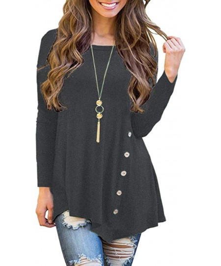 Women's Long Sleeve Casual Scoop Neck Tees Button Side Shirt Blouse Tunic Top $29.72 - Kids' Outdoor Furniture