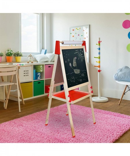 Deluxe Standing Art Easel - Dry-Erase Board Chalkboard Paper Roller Magnetic Whiteboard Includes Paper Roll and Accessories T...