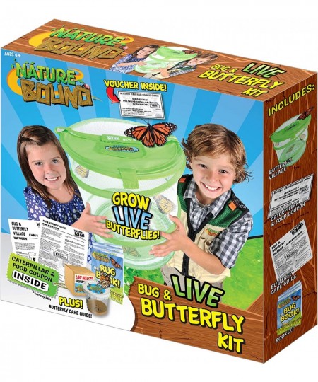 Butterfly Growing Habitat Kit - With Discount Voucher to Redeem Live Caterpillars for Home or School Use - Green Pop-Up Cage ...