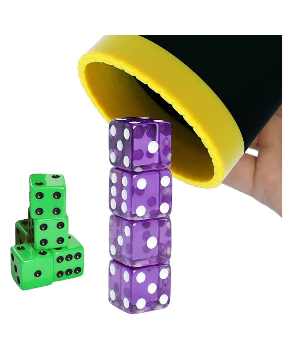 Dice Stacking Cup Set with 4 Pcs 19mm Purple and 5 Pcs 18mm Green Standard 6 Sided Dices Straight Dice Cup with Storage Bag D...