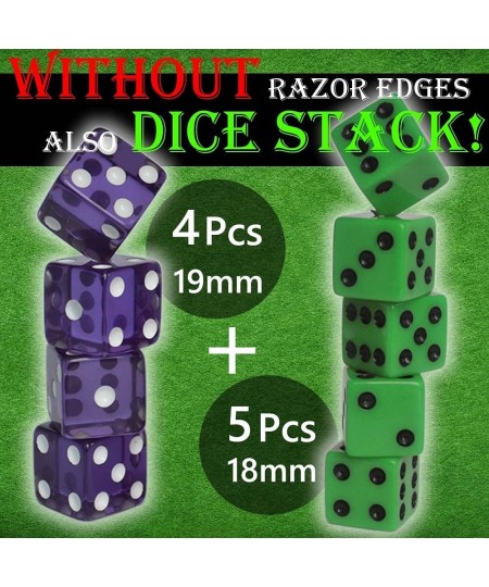 Dice Stacking Cup Set with 4 Pcs 19mm Purple and 5 Pcs 18mm Green Standard 6 Sided Dices Straight Dice Cup with Storage Bag D...