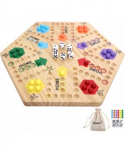 Original Marble Game Wahoo Board Game Double Sided Painted Wooden Fast Track Board Game for 6 and 4 Players 6 Colors 24 Marbl...