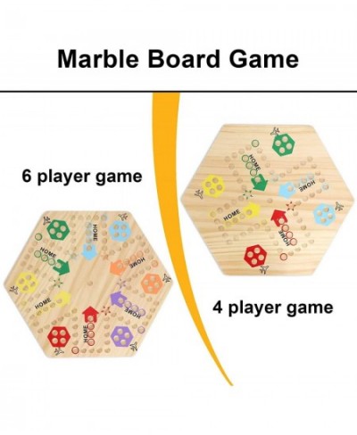 Original Marble Game Wahoo Board Game Double Sided Painted Wooden Fast Track Board Game for 6 and 4 Players 6 Colors 24 Marbl...