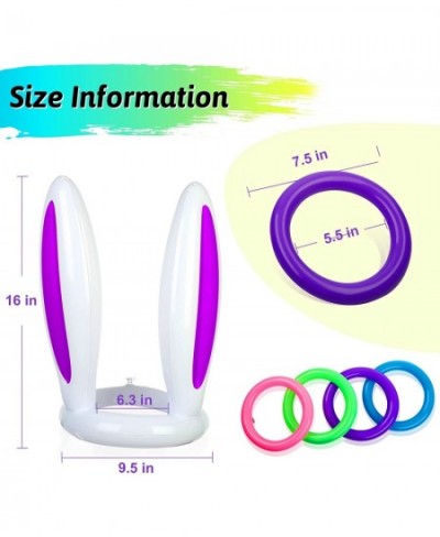 4 Pack Easter Inflatable Bunny Ring Toss Game Easter Rabbit Ears Inflatable Funny Games Toys Gift for Kid Party Family( 16 Ri...