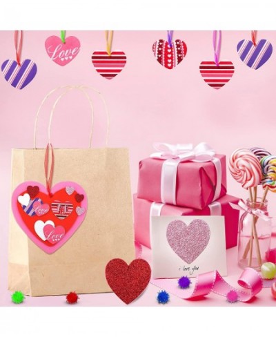 700 Pcs Valentine's Day Foam Heart Ornaments Craft DIY Kit with Foam Hearts Self-Adhesive Stickers Glitter Pom-poms Wiggle Go...