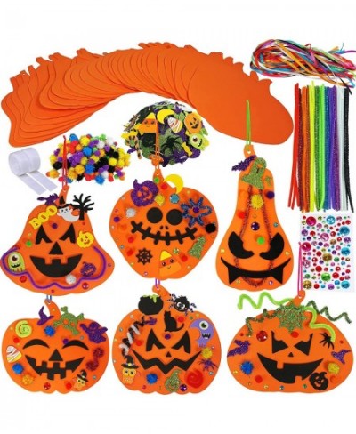 30 Kits Fall Halloween Pumpkin Decorations DIY Pumpkin Craft Kits Foam Pumpkin Shapes with Halloween Stickers Jack-O'-Lantern...