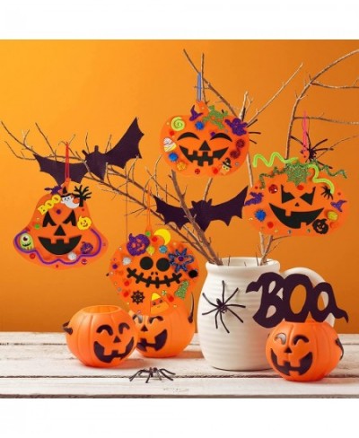 30 Kits Fall Halloween Pumpkin Decorations DIY Pumpkin Craft Kits Foam Pumpkin Shapes with Halloween Stickers Jack-O'-Lantern...