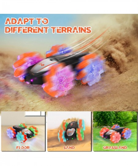 RC Cars Stunt Cars for Kids Remote Control Car Toys Double Side Gesture Sensing RC Cars with Headlights 4WD Off Road Indoor O...