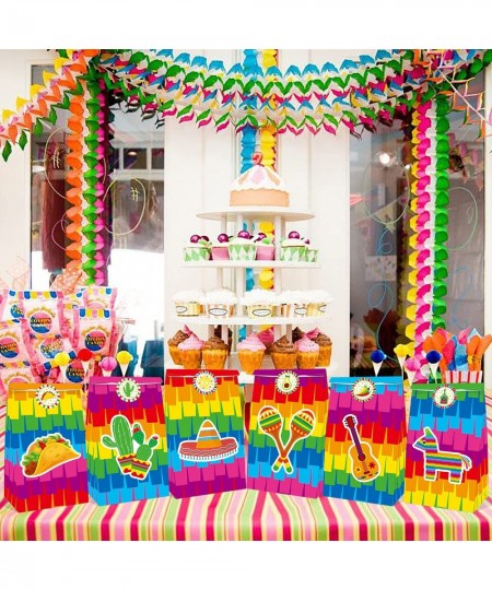 Mexican Fiesta Candy Bags Party Favor Goodie Treat Gift Bag Cinco De Mayo Themed Birthday Baby Shower Bags With Stickers 24 P...