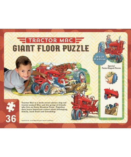 Floor Puzzle - Jumbo Size 36 Piece Jigsaw Puzzle for Kids - Tractor Mac Farm Shaped Puzzle - 3ftx2ft $29.98 - Jigsaw Puzzles