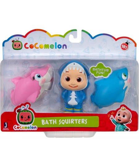 Official Bath Squirters Featuring JJ Character Toy (4” Tall) and 2 Sharks (4” Wide) Bath Time Fun Playset - Character Toys fo...