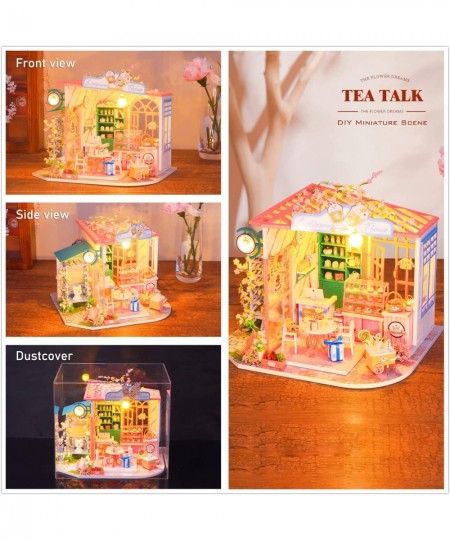 DIY Miniature Dollhouse kit Wooden Mini Tea House Includes Dustcover and Music Box buildable Dollhouse for Teens and Adults $...