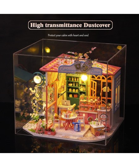 DIY Miniature Dollhouse kit Wooden Mini Tea House Includes Dustcover and Music Box buildable Dollhouse for Teens and Adults $...