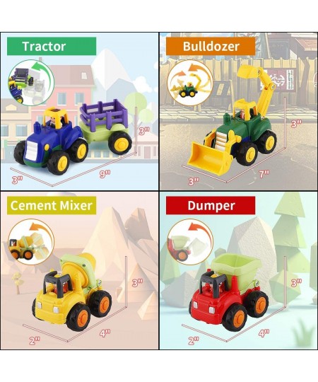 Toddler Toy Car Trucks for 1 2 3+Year Old Boys Friction Powered Cars for Toddlers Construction Toys Set of 4 Dump Truck Toy T...