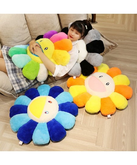 Sunflower Flower Plush Pillow Floor Pillow Cushion Seat Smiling Face Sunflower Stuffed Plush Toy Doll Cushion Pillow Home Bed...