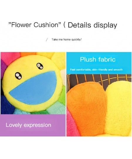 Sunflower Flower Plush Pillow Floor Pillow Cushion Seat Smiling Face Sunflower Stuffed Plush Toy Doll Cushion Pillow Home Bed...