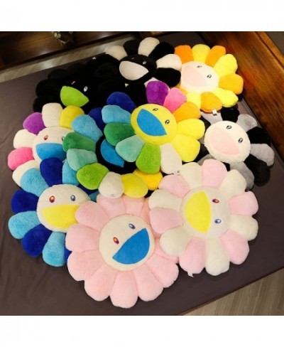 Sunflower Flower Plush Pillow Floor Pillow Cushion Seat Smiling Face Sunflower Stuffed Plush Toy Doll Cushion Pillow Home Bed...