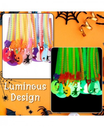 24 Pcs Halloween Party Favor Glow Zipper Bracelets for Kids Halloween Glow Trick or Treat Bracelet Stress Fidget Halloween Zi...