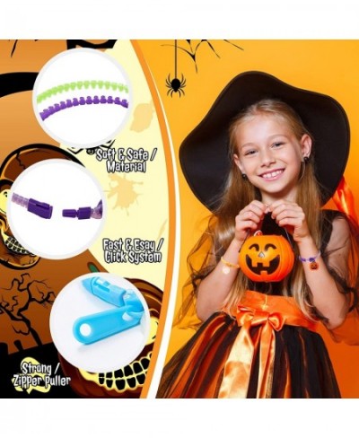 24 Pcs Halloween Party Favor Glow Zipper Bracelets for Kids Halloween Glow Trick or Treat Bracelet Stress Fidget Halloween Zi...