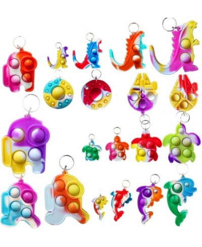 (Students Gift)20 Packs Bulk Small Mini Pop Keychain for Term Beginning and School Activity Space Crew Animal Turtle Baby UFO...