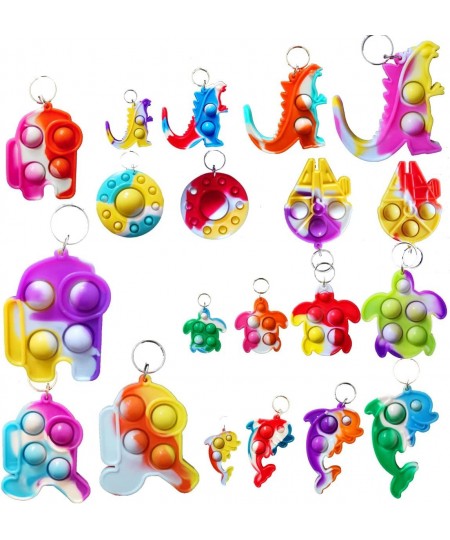 (Students Gift)20 Packs Bulk Small Mini Pop Keychain for Term Beginning and School Activity Space Crew Animal Turtle Baby UFO...