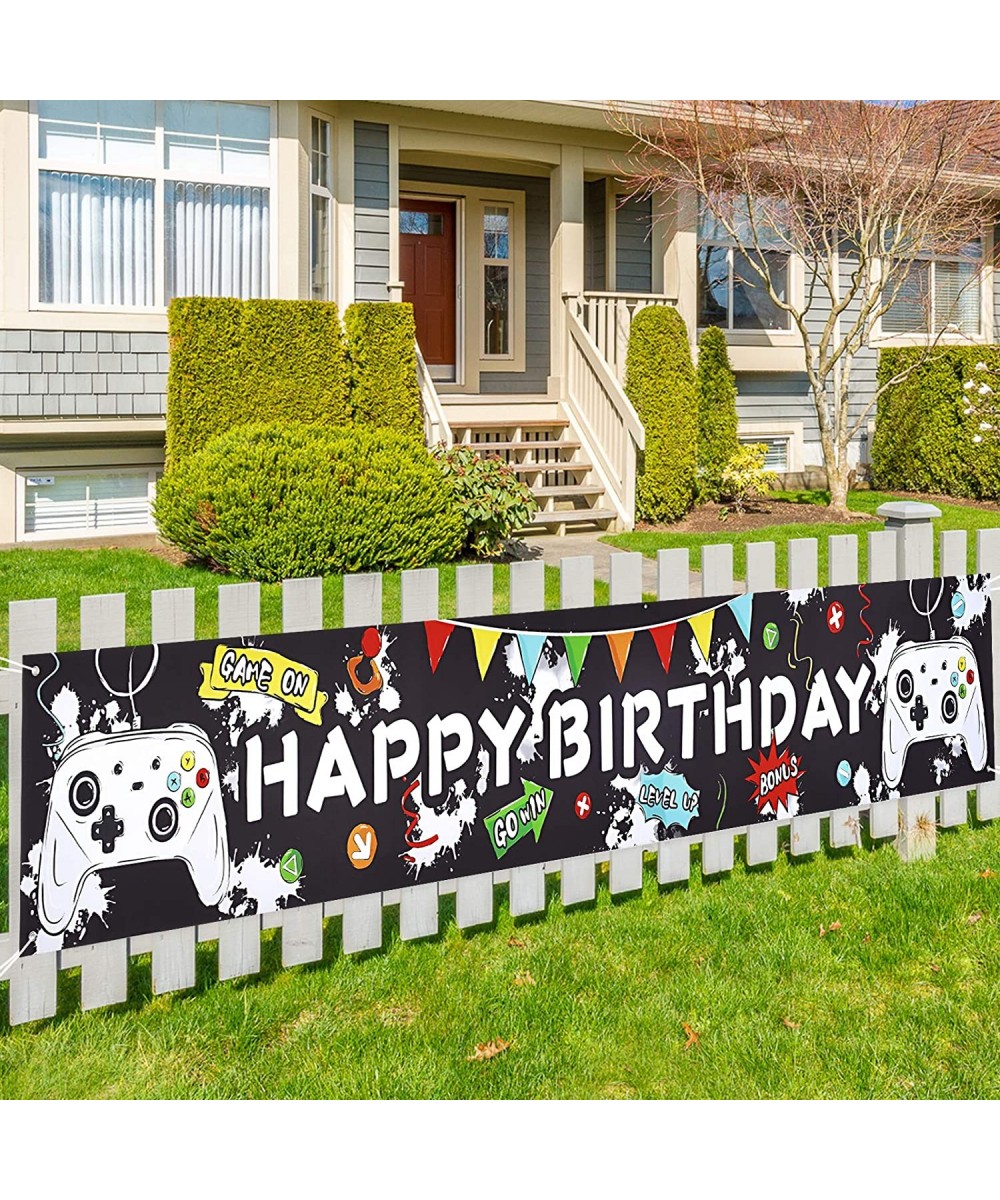 Watercolor Video Game HAPPY BIRTHDAY Banner - 19'' x 118'' Game Theme Party Decorations for Boys Birthday Party Supplies Larg...