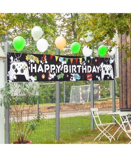 Watercolor Video Game HAPPY BIRTHDAY Banner - 19'' x 118'' Game Theme Party Decorations for Boys Birthday Party Supplies Larg...