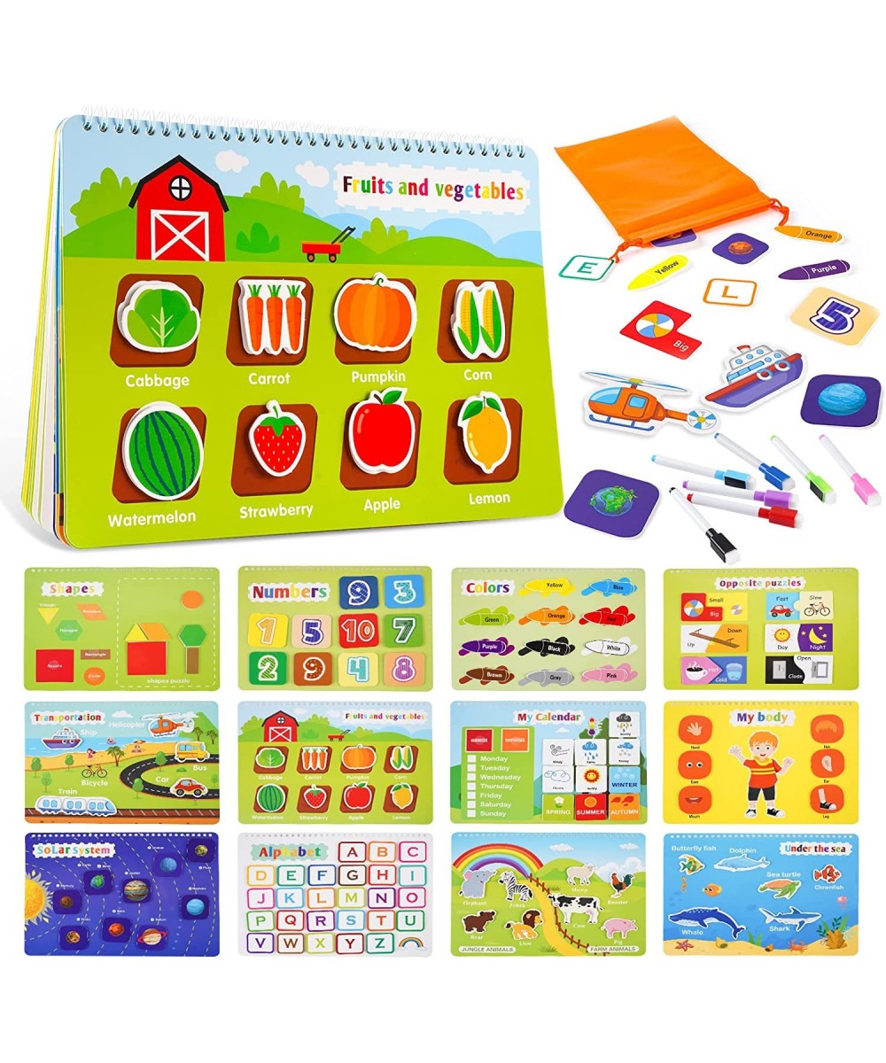 Busy Book with 8 Color Marker & Storage Bag Preschool Activities Learning Toys for 3 Year Old Binder Sturdy Book Montessori T...