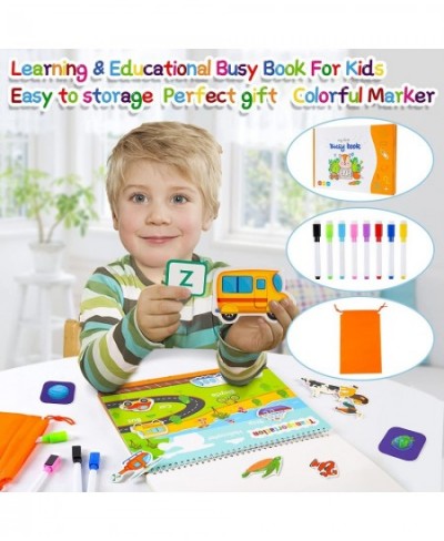 Busy Book with 8 Color Marker & Storage Bag Preschool Activities Learning Toys for 3 Year Old Binder Sturdy Book Montessori T...