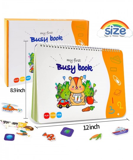 Busy Book with 8 Color Marker & Storage Bag Preschool Activities Learning Toys for 3 Year Old Binder Sturdy Book Montessori T...