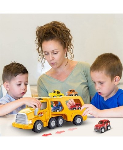 Construction Truck Toys for 3 4 5 6 Year Old Toddlers Boys 5 in 1 Friction Power Cars Toy for Toddlers 1-3 Carrier Truck Toys...