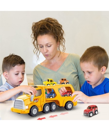 Construction Truck Toys for 3 4 5 6 Year Old Toddlers Boys 5 in 1 Friction Power Cars Toy for Toddlers 1-3 Carrier Truck Toys...