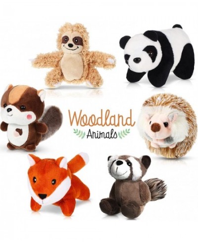 6 Pieces Jungle Animal Plush Toys Forest Stuffed Animals Set Panda Little Raccoon Sloth Big Tail Squirrel Fox Hedgehog Animal...