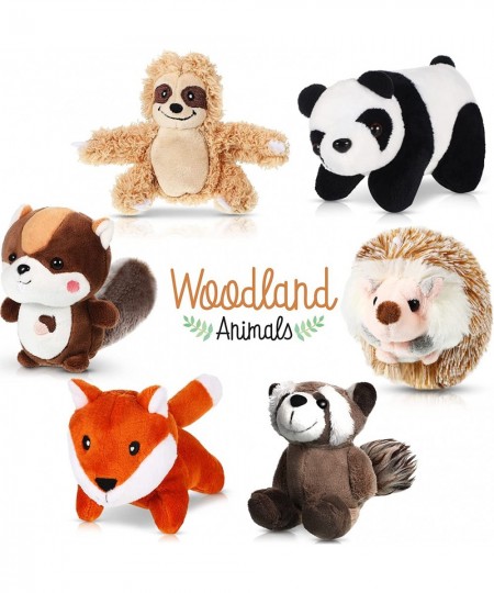 6 Pieces Jungle Animal Plush Toys Forest Stuffed Animals Set Panda Little Raccoon Sloth Big Tail Squirrel Fox Hedgehog Animal...