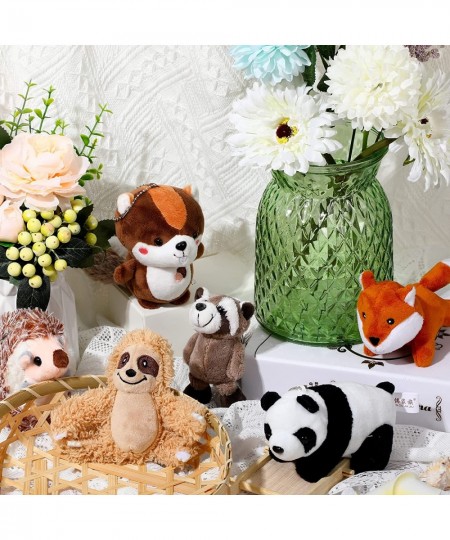 6 Pieces Jungle Animal Plush Toys Forest Stuffed Animals Set Panda Little Raccoon Sloth Big Tail Squirrel Fox Hedgehog Animal...