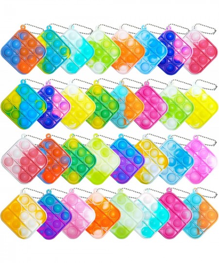 32Pcs Pop Party Favors for Kids Fidget Toy Pack Mini Keychain Bulk Sensory Toys Stress Relief Bubble Popper Classroom Prizes ...