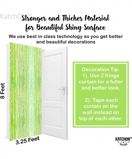 Xtralarge Neon Green Foil Fringe Curtain - 3.2x8 Feet Neon Party Decorations | Lime Green Foil Fringe Curtain Green Streamers...