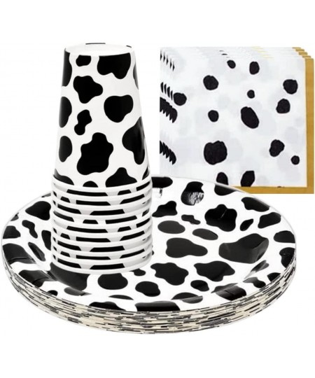 40PCS Cow Print Set Cow Print Birthday Party Supplies Cow Print Plates with Cow Print Napkins and Cow Print Cups Cow Theme Pa...