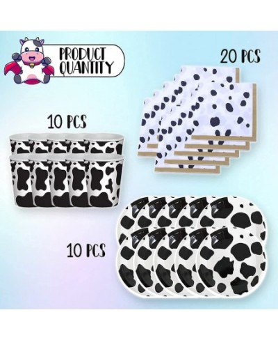 40PCS Cow Print Set Cow Print Birthday Party Supplies Cow Print Plates with Cow Print Napkins and Cow Print Cups Cow Theme Pa...