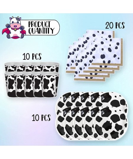 40PCS Cow Print Set Cow Print Birthday Party Supplies Cow Print Plates with Cow Print Napkins and Cow Print Cups Cow Theme Pa...