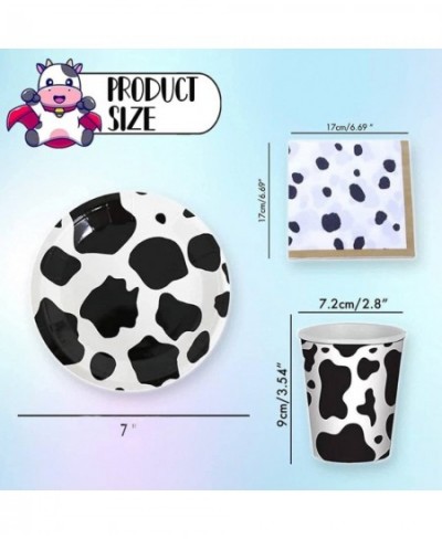 40PCS Cow Print Set Cow Print Birthday Party Supplies Cow Print Plates with Cow Print Napkins and Cow Print Cups Cow Theme Pa...