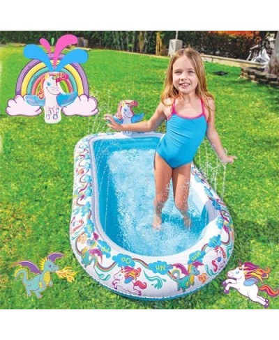 Unicorn Splash Pad & Outdoor Water Sprinkler Children's Inflatable Kiddie Pool Water Play Toys for Babies Toddlers Kids Boys ...